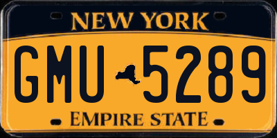 NY license plate GMU5289