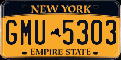 NY license plate GMU5303