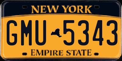 NY license plate GMU5343