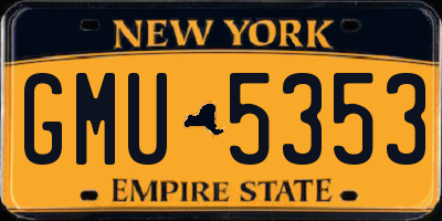 NY license plate GMU5353