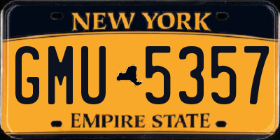NY license plate GMU5357