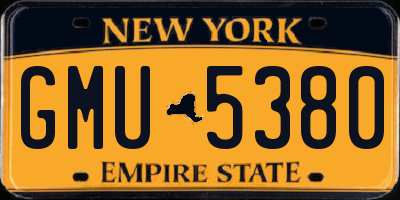 NY license plate GMU5380