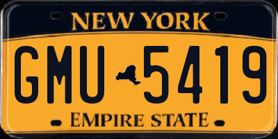 NY license plate GMU5419