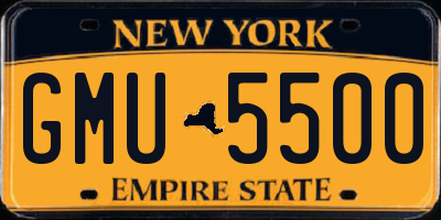 NY license plate GMU5500