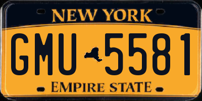 NY license plate GMU5581