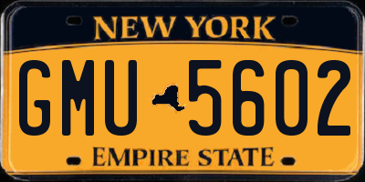 NY license plate GMU5602