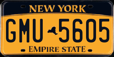 NY license plate GMU5605