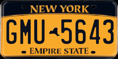 NY license plate GMU5643
