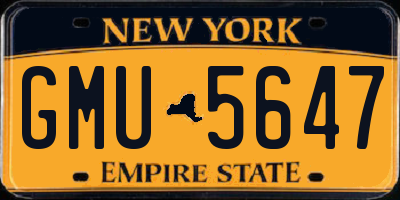 NY license plate GMU5647