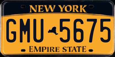 NY license plate GMU5675