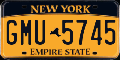 NY license plate GMU5745