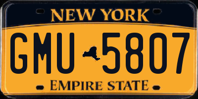 NY license plate GMU5807