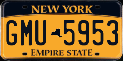 NY license plate GMU5953