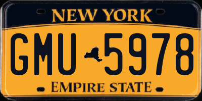 NY license plate GMU5978