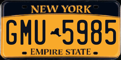 NY license plate GMU5985