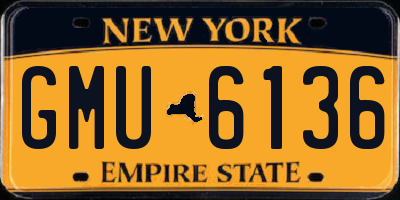 NY license plate GMU6136