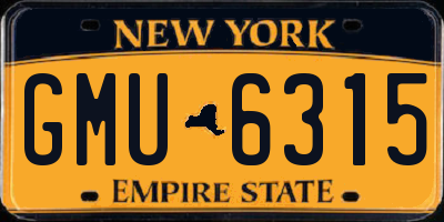 NY license plate GMU6315