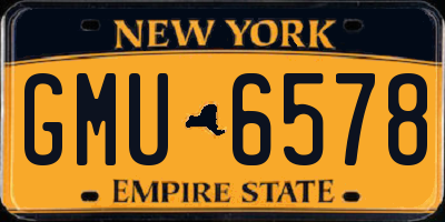 NY license plate GMU6578