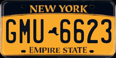 NY license plate GMU6623