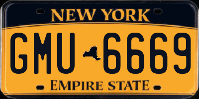 NY license plate GMU6669