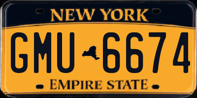NY license plate GMU6674