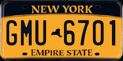 NY license plate GMU6701