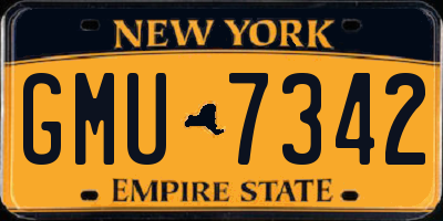 NY license plate GMU7342