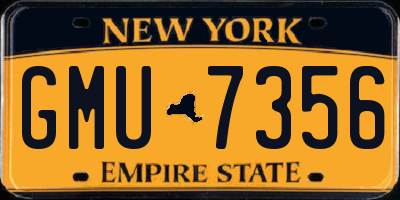 NY license plate GMU7356