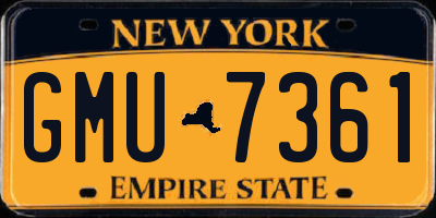 NY license plate GMU7361