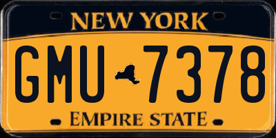 NY license plate GMU7378