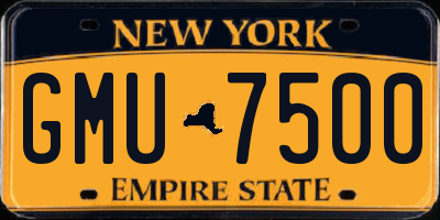 NY license plate GMU7500