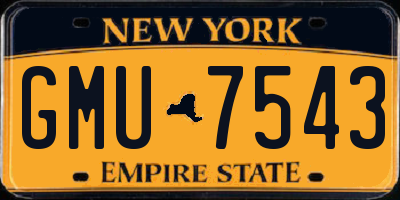NY license plate GMU7543