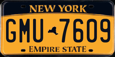 NY license plate GMU7609