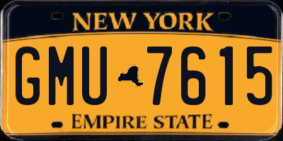 NY license plate GMU7615