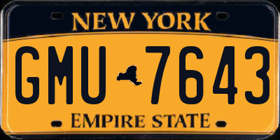 NY license plate GMU7643