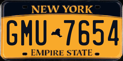 NY license plate GMU7654
