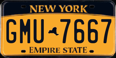 NY license plate GMU7667