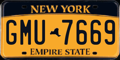 NY license plate GMU7669