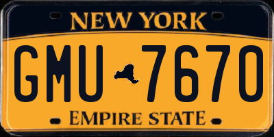 NY license plate GMU7670