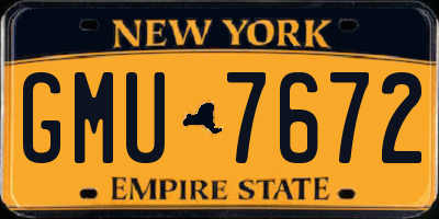 NY license plate GMU7672
