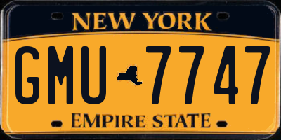 NY license plate GMU7747