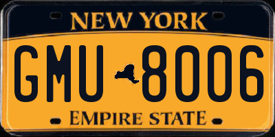 NY license plate GMU8006
