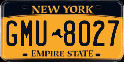 NY license plate GMU8027