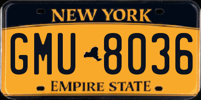 NY license plate GMU8036