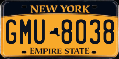 NY license plate GMU8038