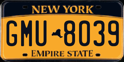 NY license plate GMU8039