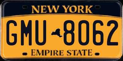 NY license plate GMU8062