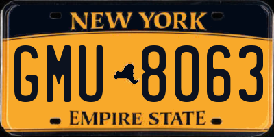 NY license plate GMU8063