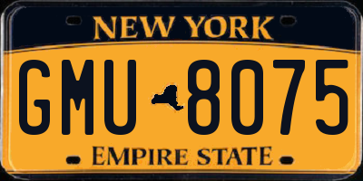 NY license plate GMU8075