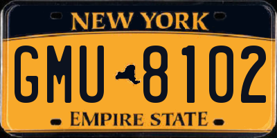 NY license plate GMU8102